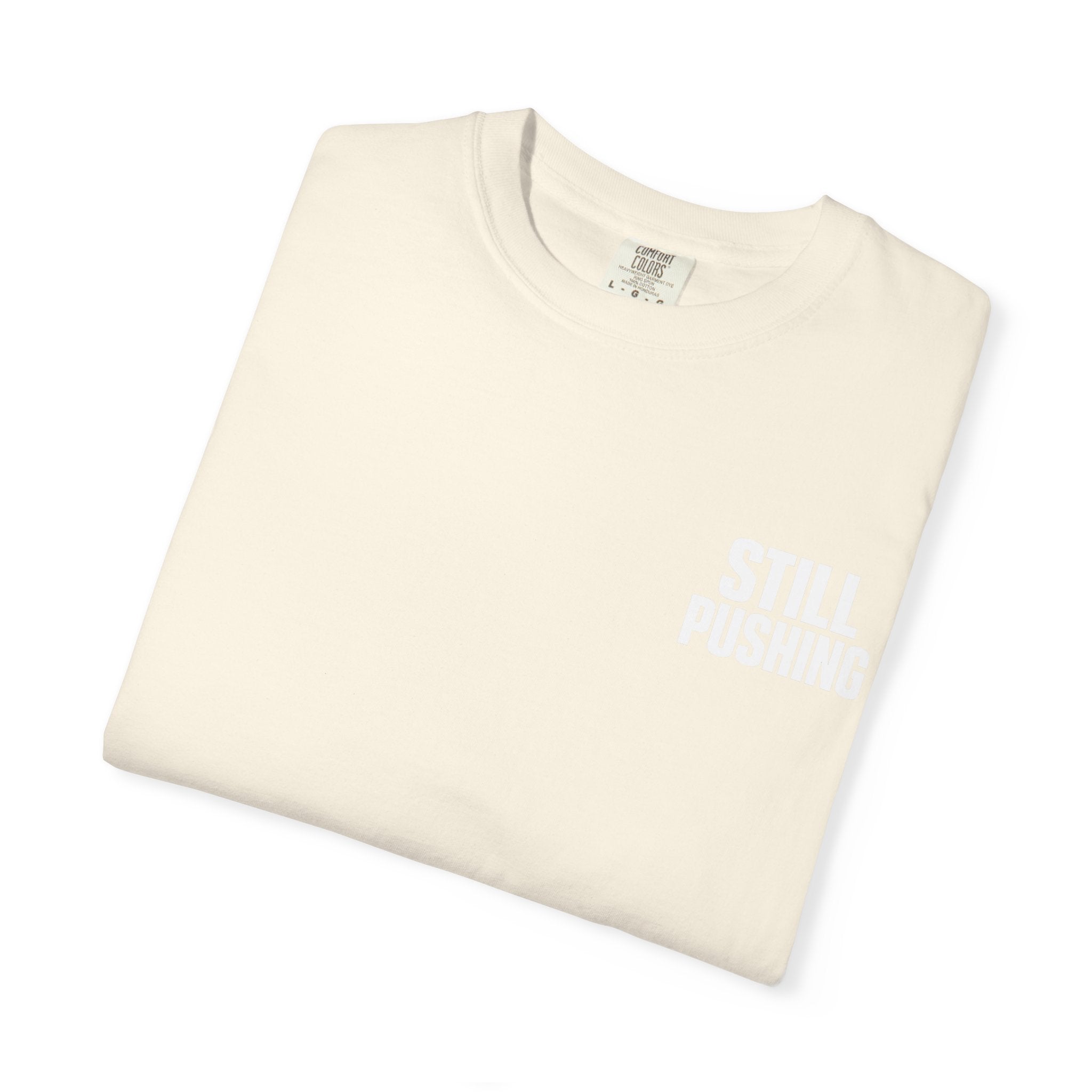 Cream Garment-Dyed T-Shirt with Subtle Chest Logo — Minimal Everyday Tee