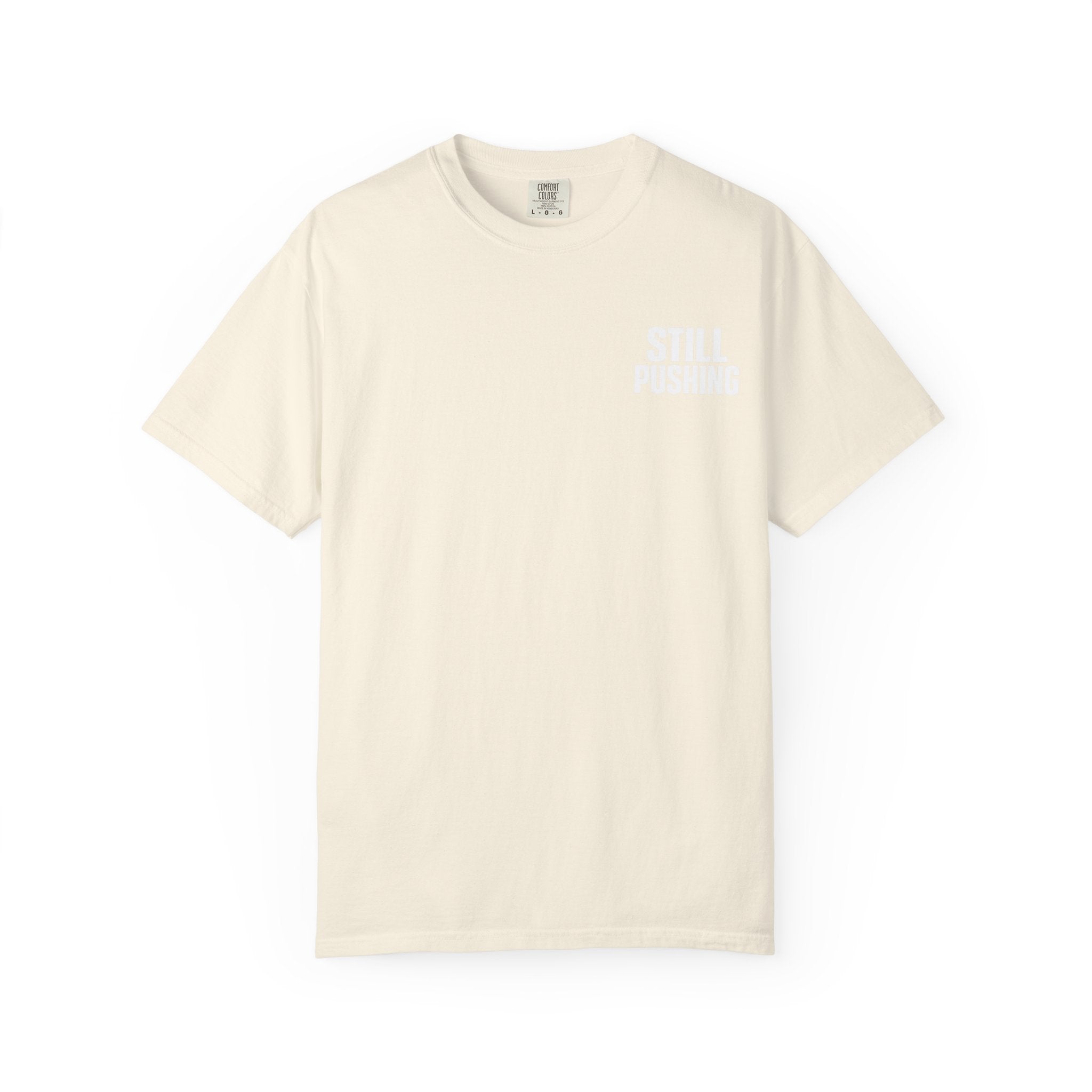 Cream Garment-Dyed T-Shirt with Subtle Chest Logo — Minimal Everyday Tee